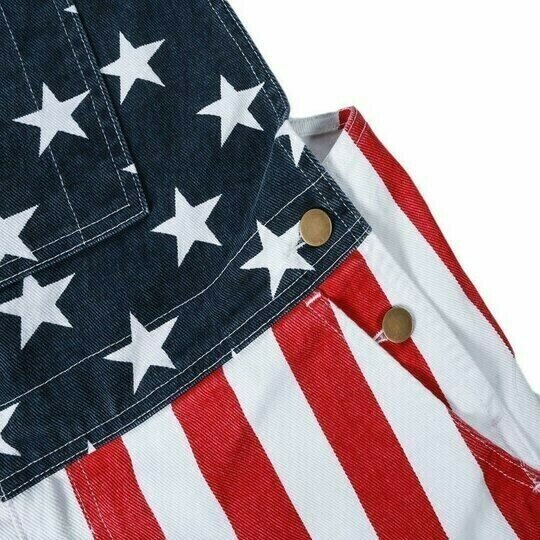 Men Women US American Flag Printed Overalls Shorts Jumpsuit Lover Couple Pants-xinru