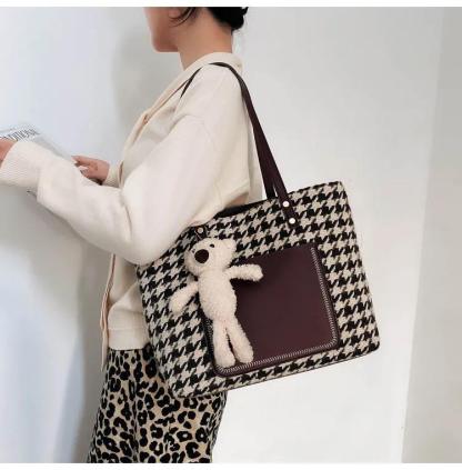 大容量キャンバスバッグベアトートバッグ-xinru shop