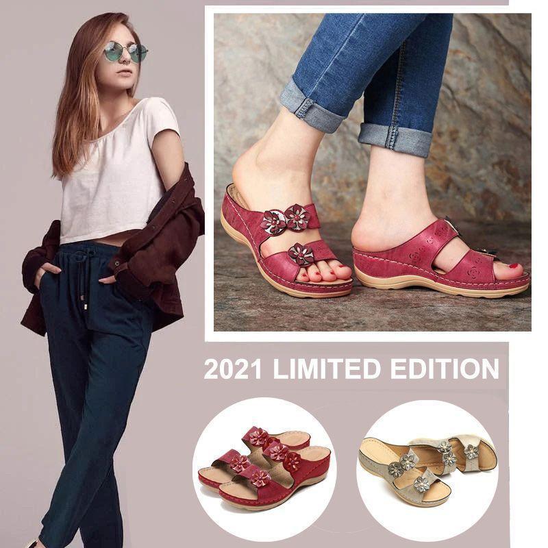 Premium Handicraft Open Toe Charming Fancy Flower Women Sandals-xinru