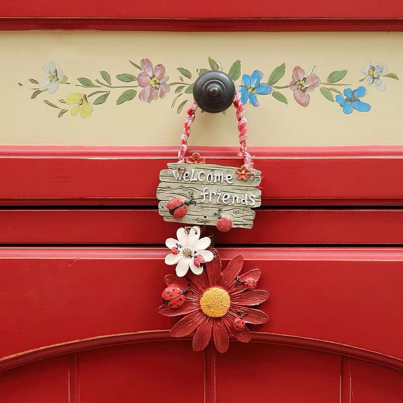 Ladybug Sunflower Welcome Door Hanger Set-xinru