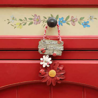 Ladybug Sunflower Welcome Door Hanger Set-xinru