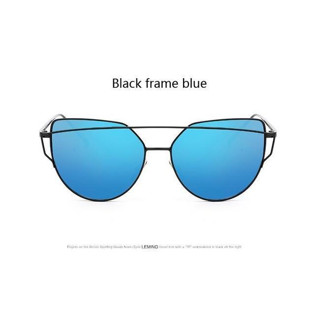 Classic Women's Fashion Metal Big Cat Eye Sunglasses-xinru