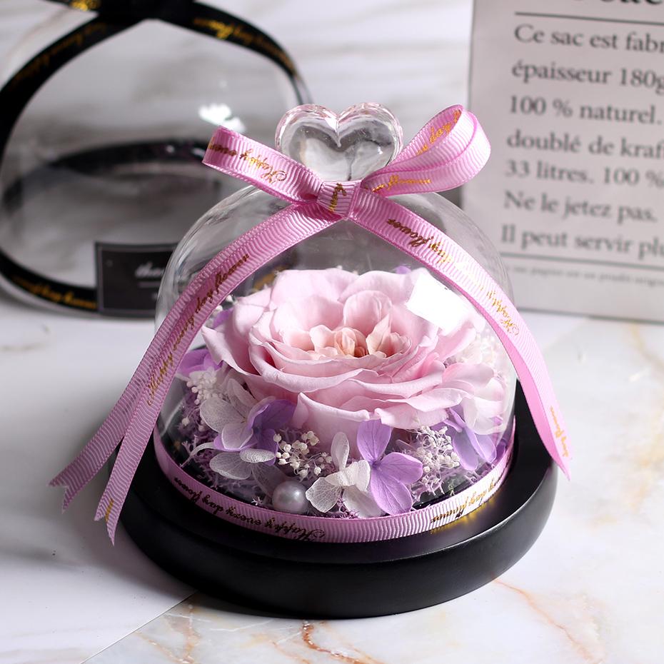 Mother's Day Gift Immortal Enchanted Rose Glass Heart Dome-xinru
