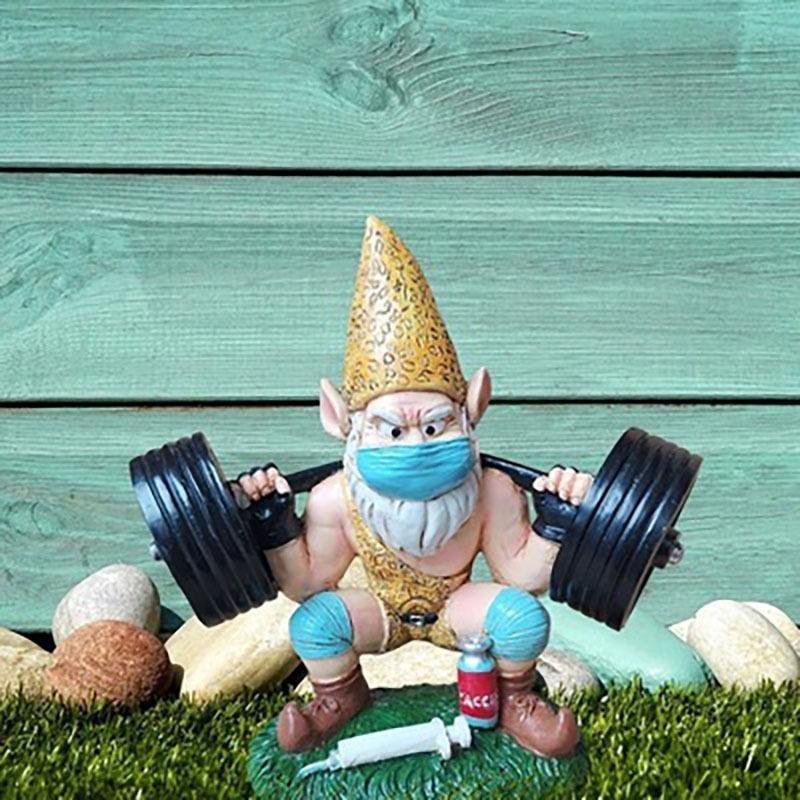 Weightlifting Gnome Resin Ornament Weatherproof Garden Decoration-xinru