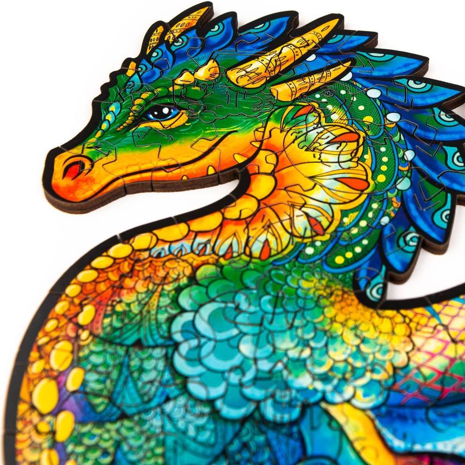 Wooden Jigsaw Puzzle Guarding Dragon With Box Gifts For Adult-xinru