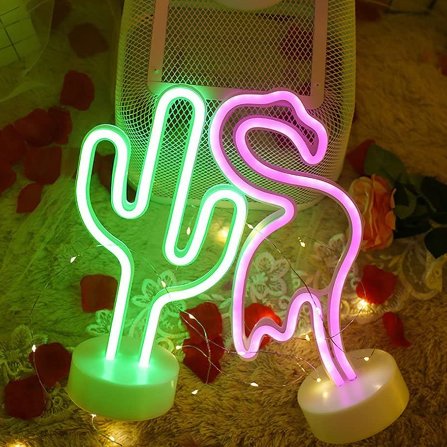 Night Lamp With Base Neon LED Cactus Modeling Lamp-xinru