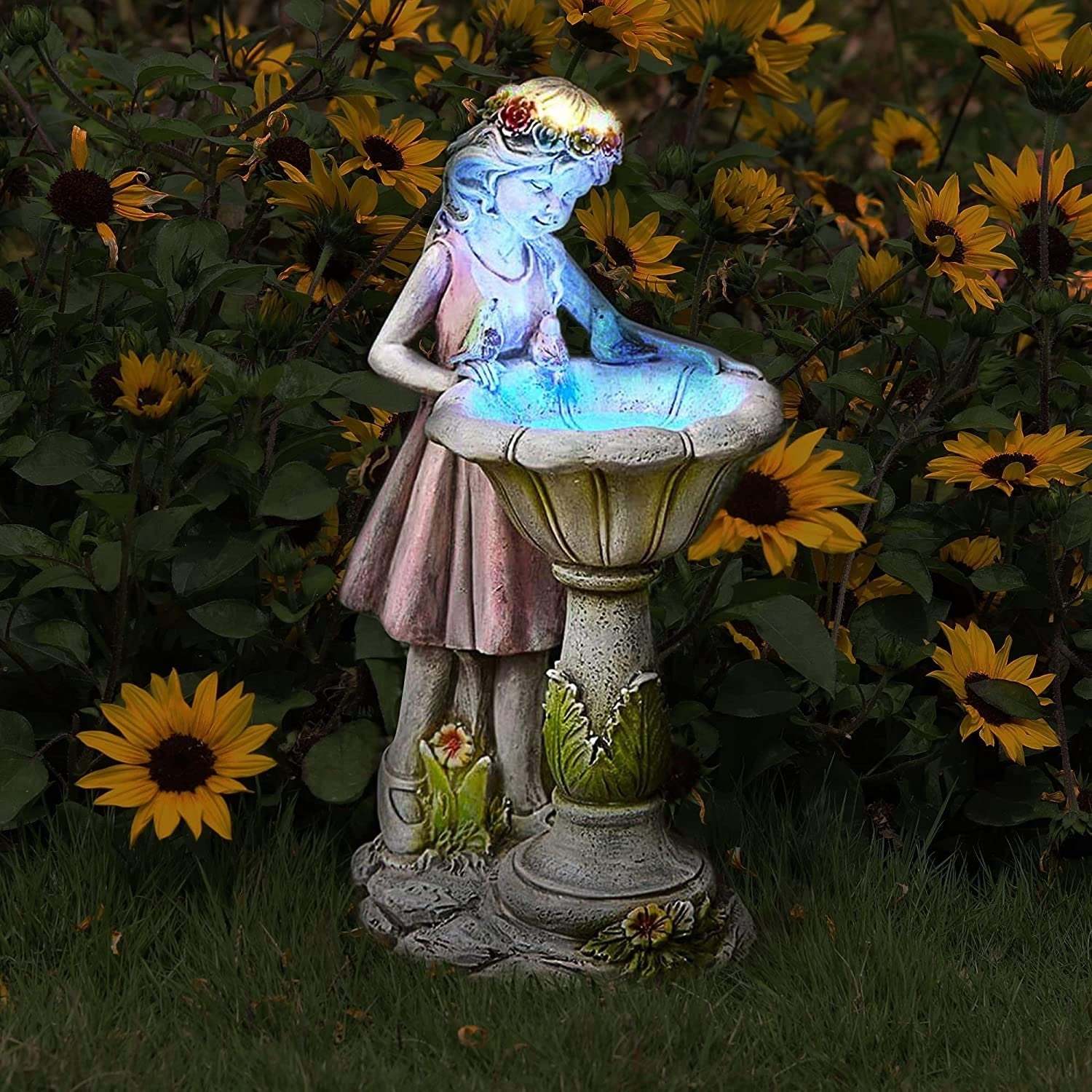 Fairy Garden Statue, Solar Garden Angel Figurine Outdoor Decoration-xinru
