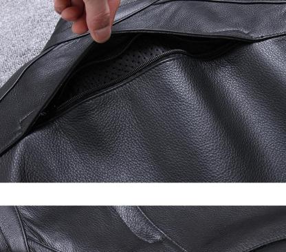 Classic Cowhide Leather Motorcycle Biker Jacket for Men-xinru shop