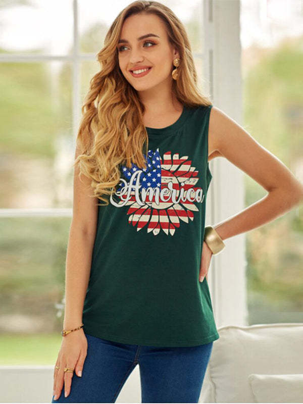 Independence Day Print Plus Size Crew Neck T-Shirt-xinru