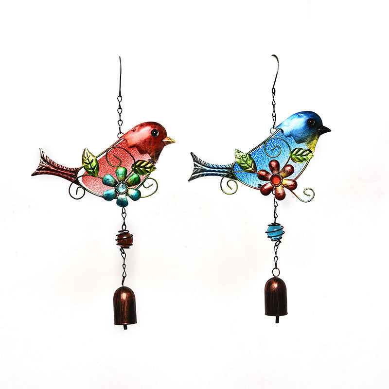 Metal Glass Bird Bell Wind Chime Decor-xinru