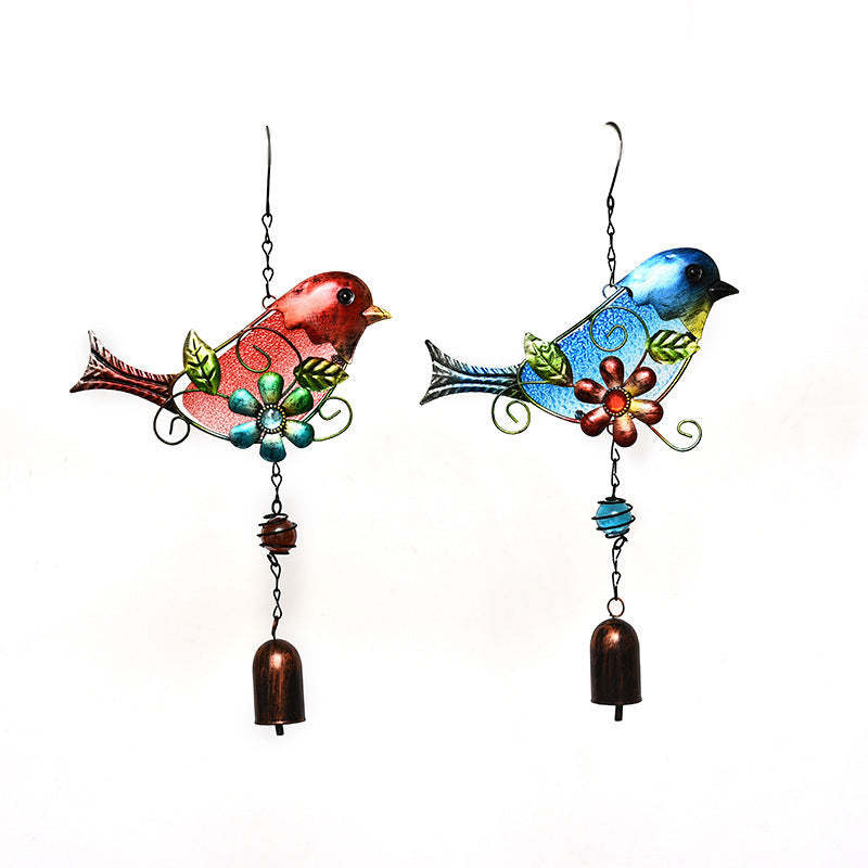 Metal Glass Bird Bell Wind Chime Decor-xinru