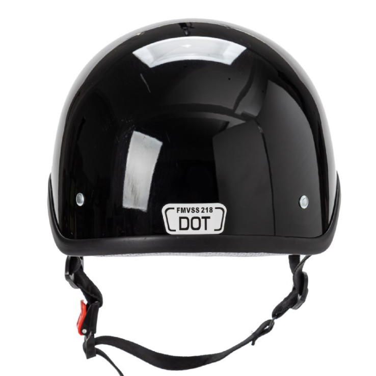 Shiny Motorcycle Half Helmet DOT Bright Black-xinru shop