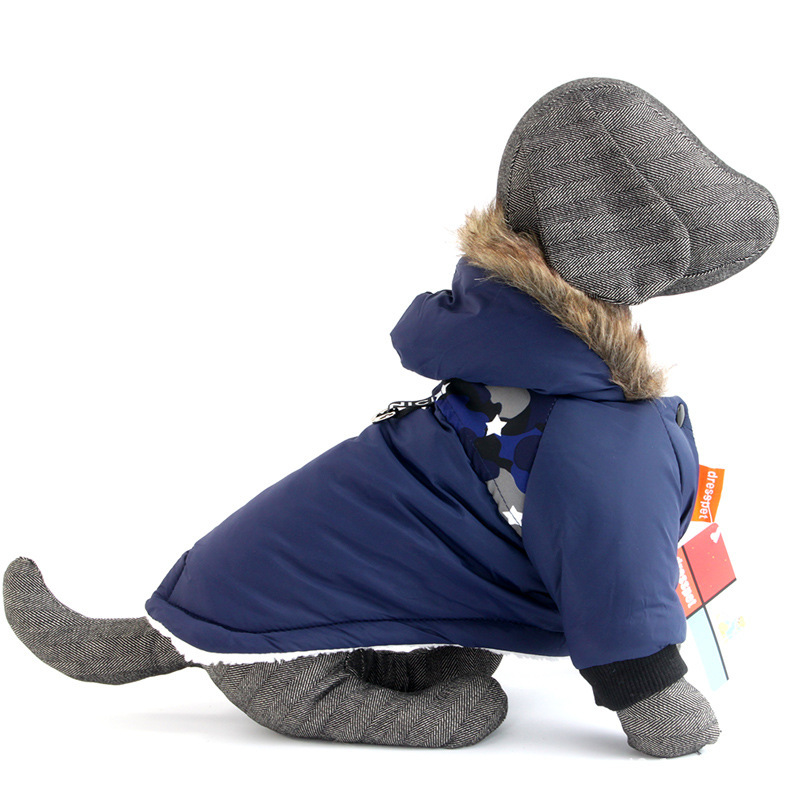 Warm Two-Legged Plush Vest Hoodie | Autumn And Winter Clothes for Small Dog-xinru