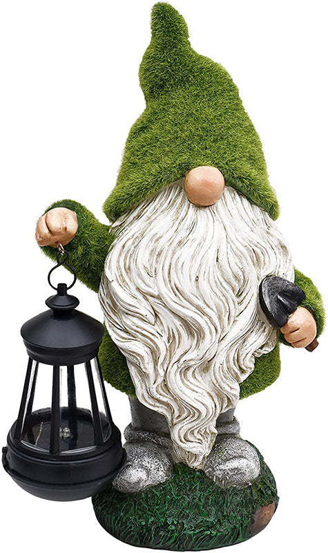 Flocked Gnomes Garden Decorations with Solar Lights-xinru