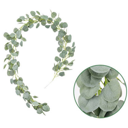 5.9FT Green Faux Eucalyptus Leaves Spring Garland-xinru