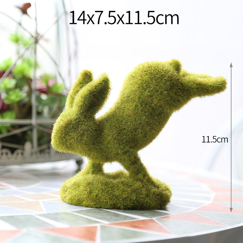 Rabbit Resin Flocked Garden Statue Decor-xinru