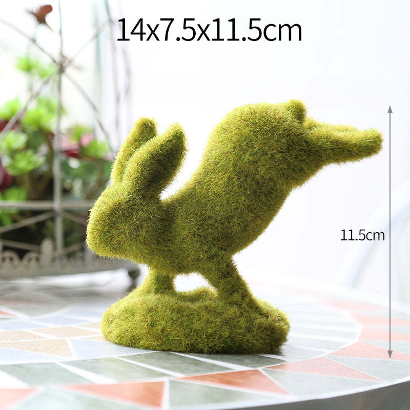 Rabbit Resin Flocked Garden Statue Decor-xinru