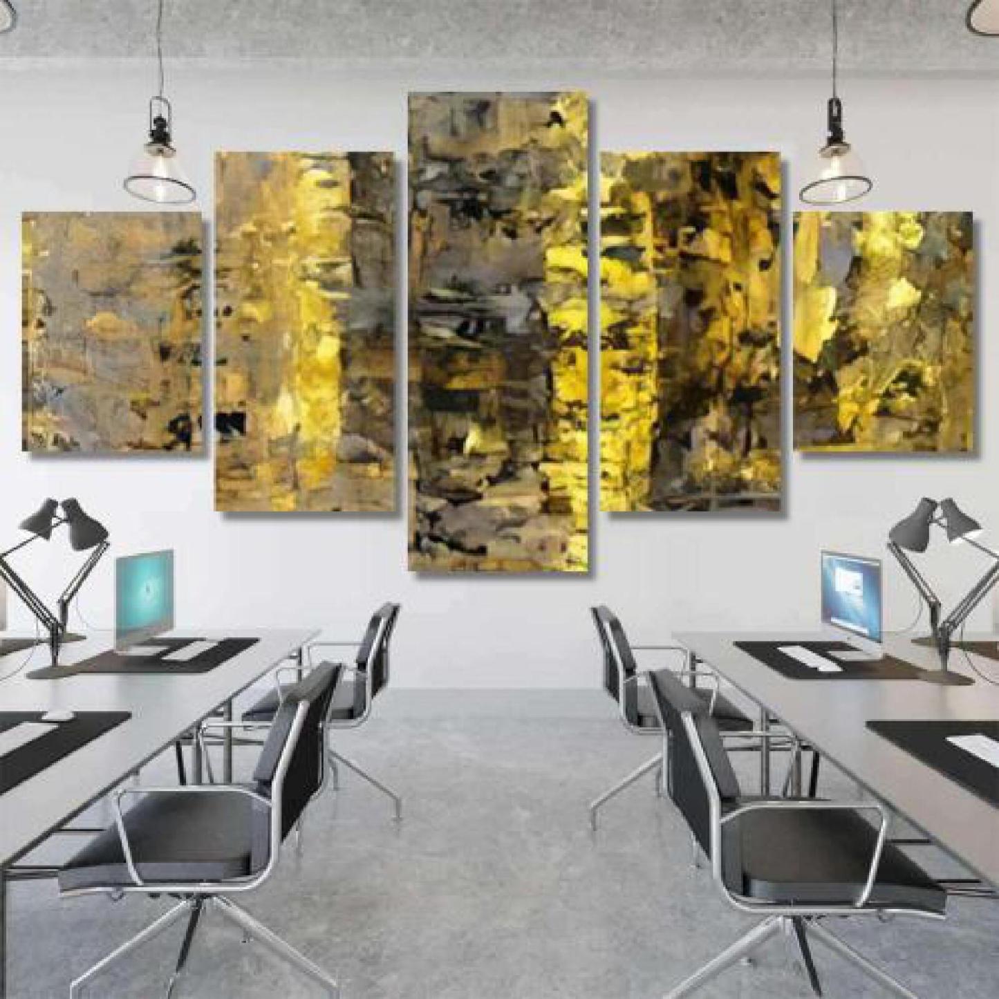 Brown Yellow Abstract Art-xinru shop