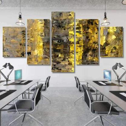 Brown Yellow Abstract Art-xinru shop