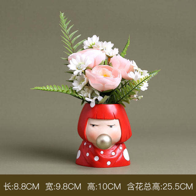 Creative Interesting Cartoon Animal Head Flowers Plant Pot-xinru