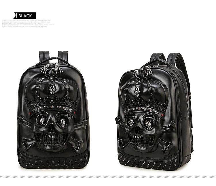 3D Leather Skull Backpack-xinru shop