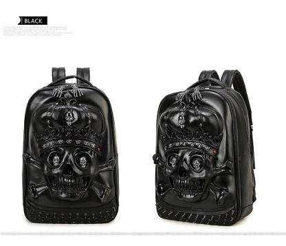 3D Leather Skull Backpack-xinru shop