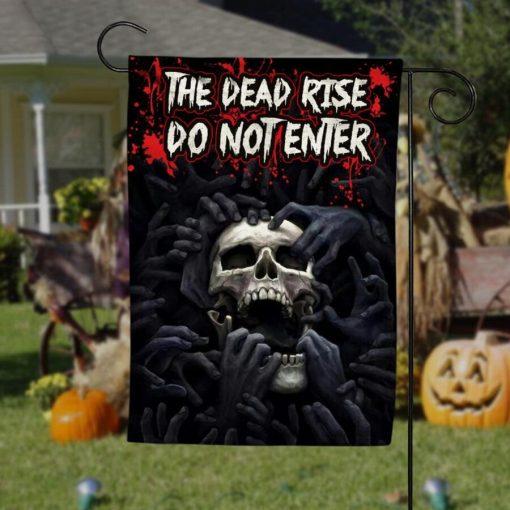 Skull The Dead Rise Do Not Enter Halloween Black Halloween Gifts Garden House Flag-xinru shop