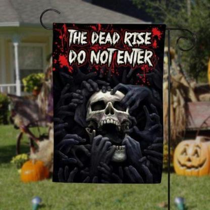 Skull The Dead Rise Do Not Enter Halloween Black Halloween Gifts Garden House Flag-xinru shop