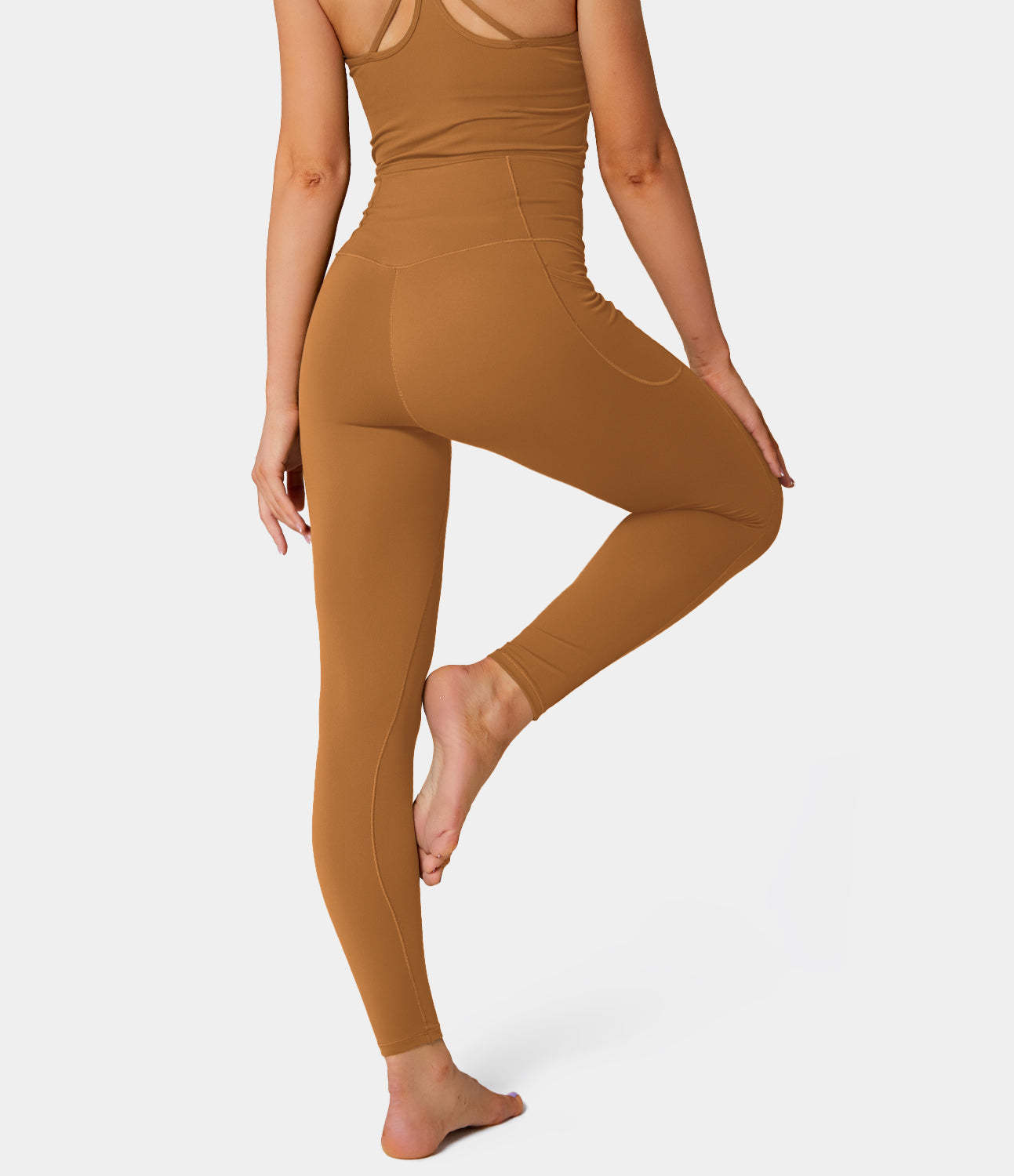 Cloudful® Crossover Pocket Plain 7/8 Leggings-xinru shop