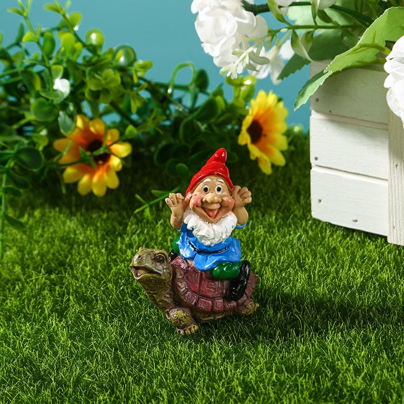 Dwarfs Statue Micro Landscape Creative Resin Ride Snail Bonsai Decoration-xinru