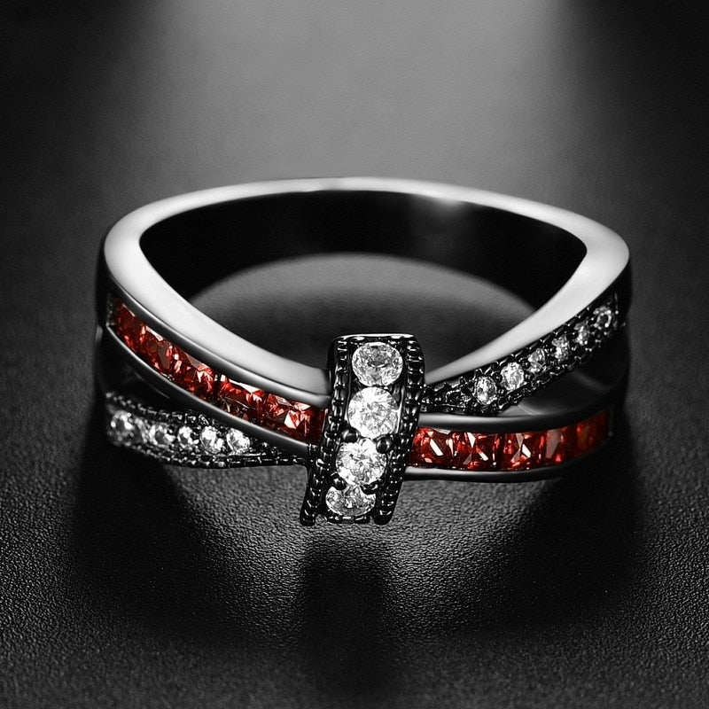 Red  White Couples Weaving Ring Set-xinru