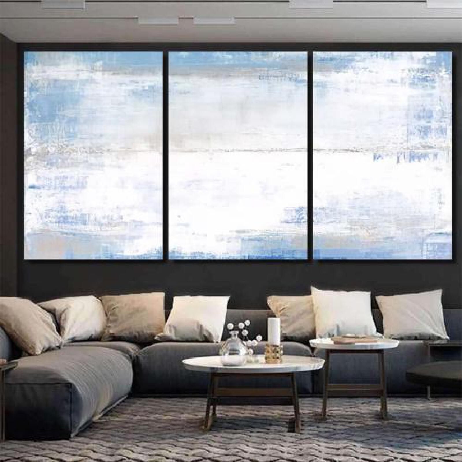Blue Grey Abstract Art Painting-xinru shop