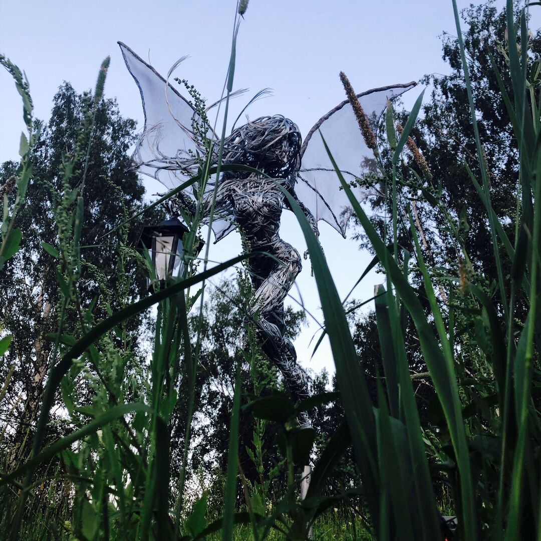 Garden Light Fairy Elf Sculpture with Flashlight Lantern-xinru