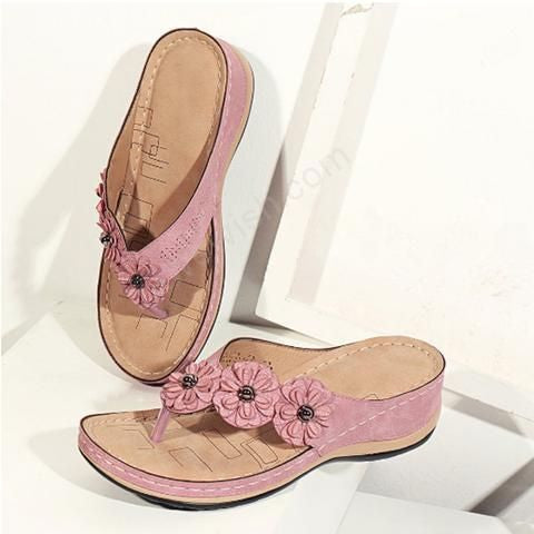 Women Flowers Comfy Orthopedic Arch-Support Clip Toe Sandals-xinru