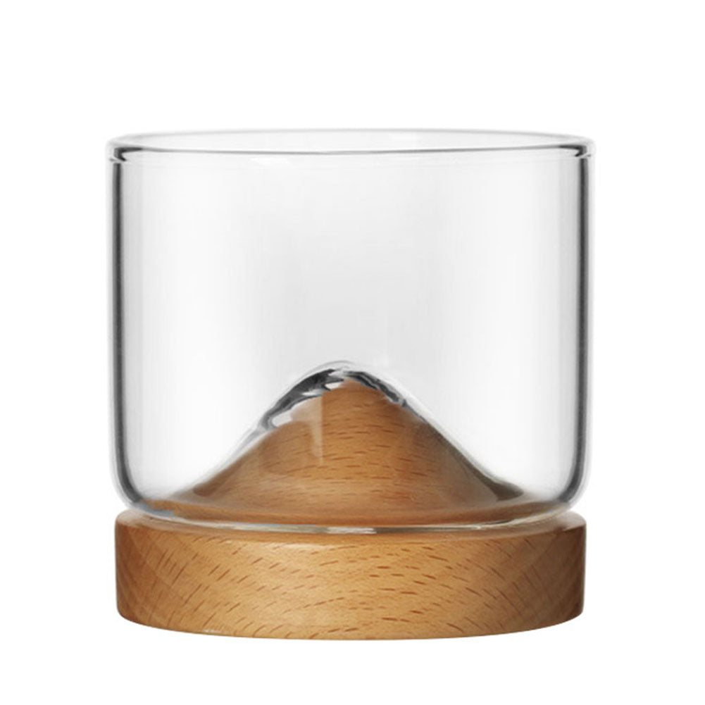 Whiskey Glass Small Glass Japanese Style Mountain Wooden Bottom Wine Glass-xinru