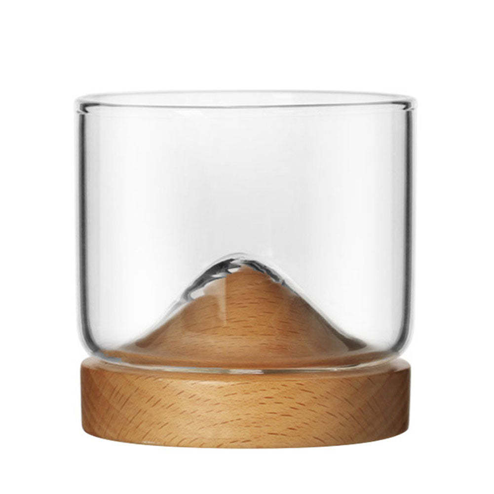 Whiskey Glass Small Glass Japanese Style Mountain Wooden Bottom Wine Glass-xinru
