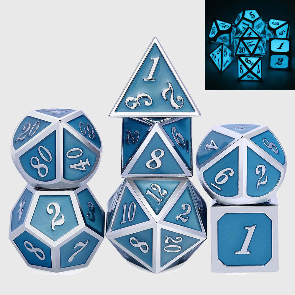 Glow In The Dark Metal Polyhedral Dice Set-xinru