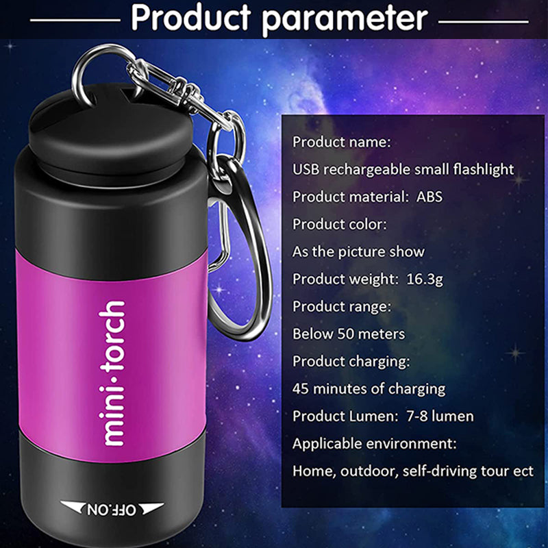Mini Keychain Bag Torch USB Rechargeable LED Light Flashlight Lamp Waterproof-xinru