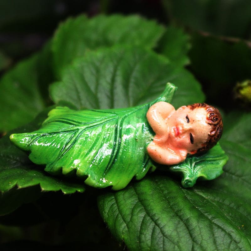 Miniature Fairy Sleeping Elf Baby In Leaf Art Outdoor Resin Statue Garden Deco-xinru