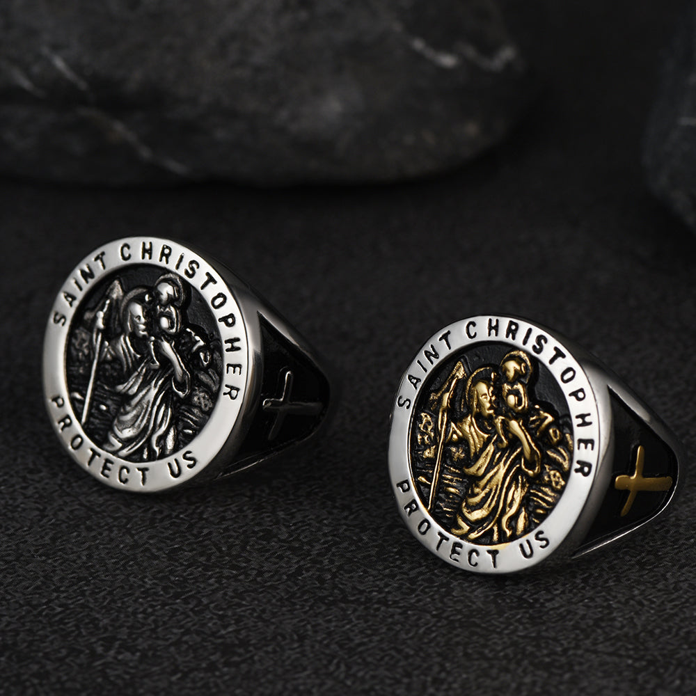 St. Christopher Ring Patron Saint of Travellers Ring-xinru
