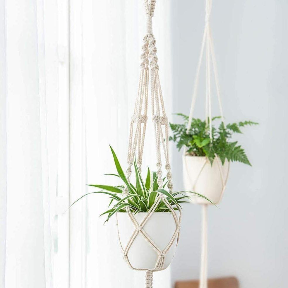 Handmade Boho Macrame Plant Hanger Set 4-Piece-xinru