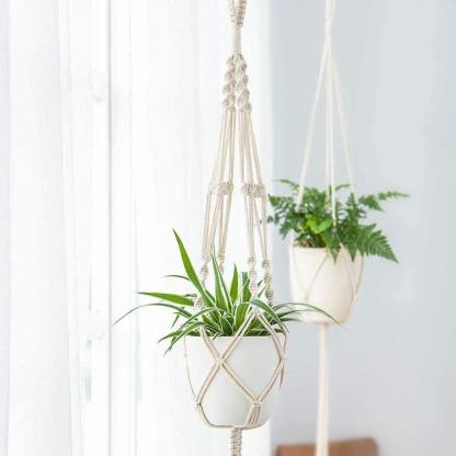 Handmade Boho Macrame Plant Hanger Set 4-Piece-xinru