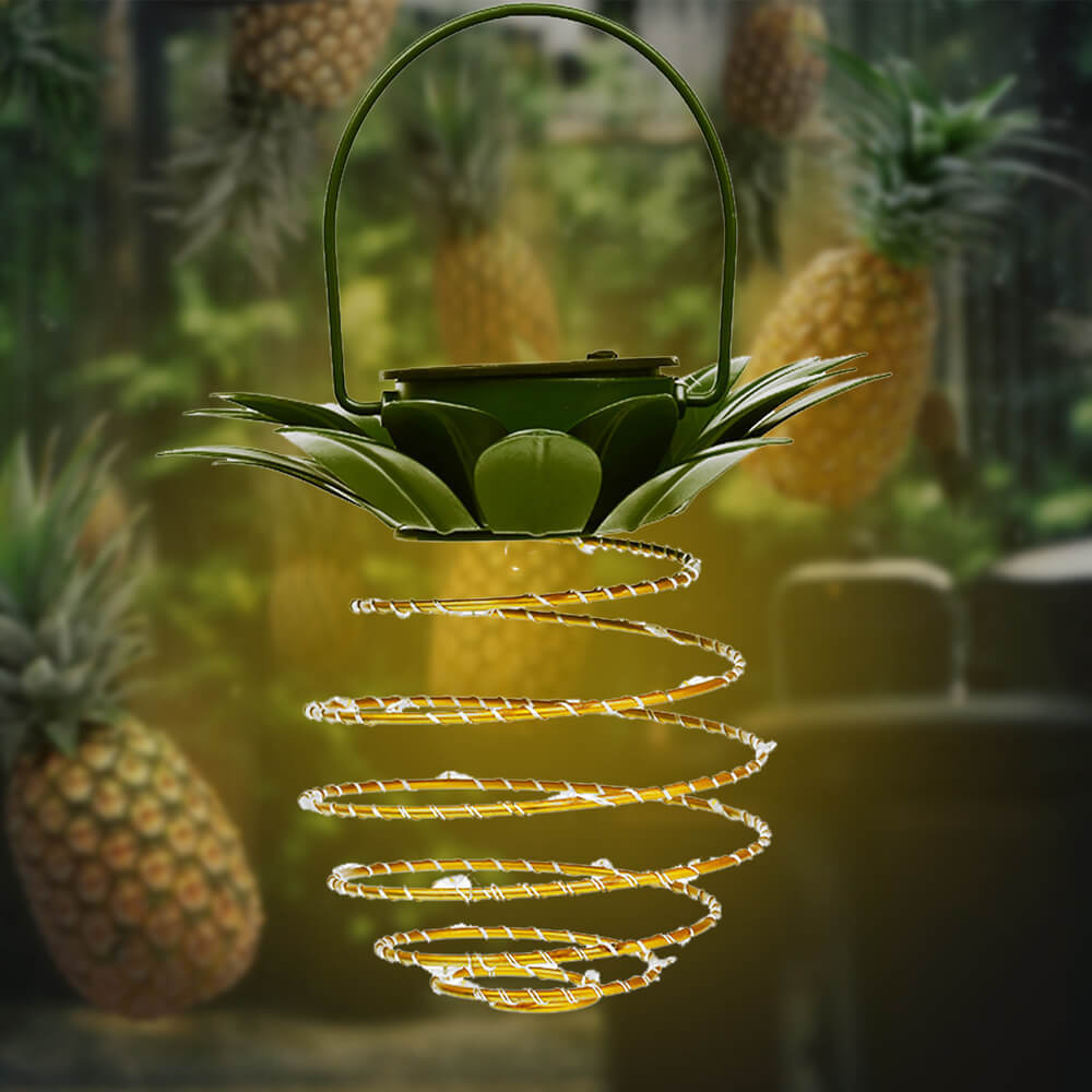 Solar Pineapple Iron Lantern LED Waterproof Hanging Lights Garden Decorative-xinru