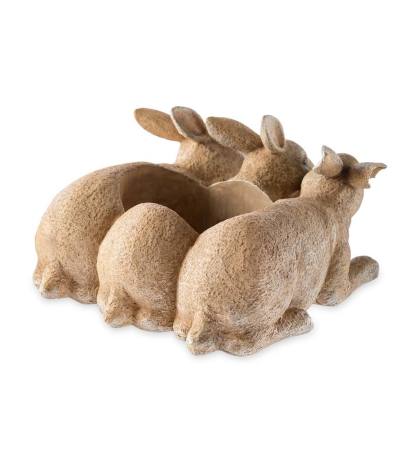 Indoor Rabbit Triplets Decorative Resin Planter-xinru