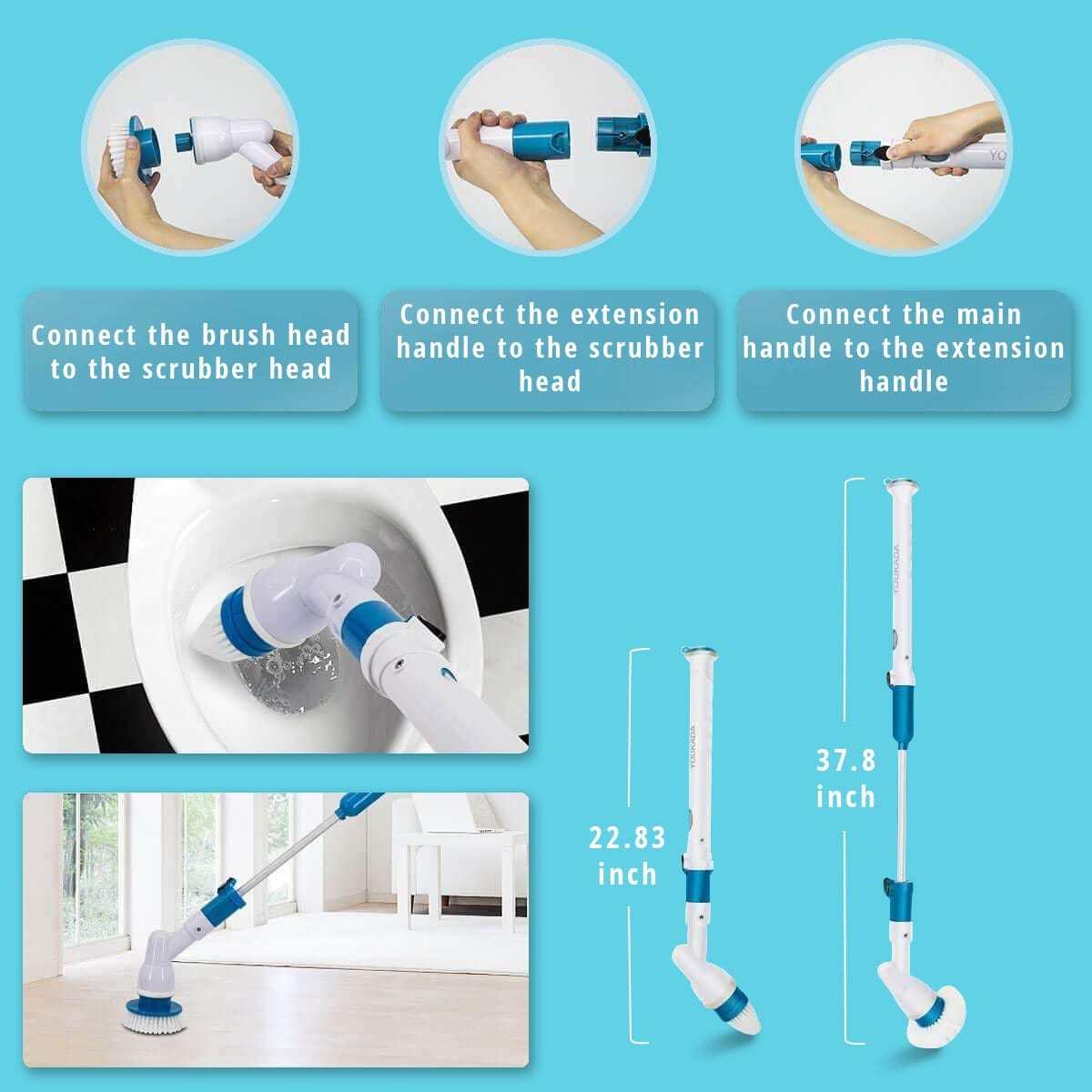 Electric Power Cleaning Scrubber With Extension Handle-xinru
