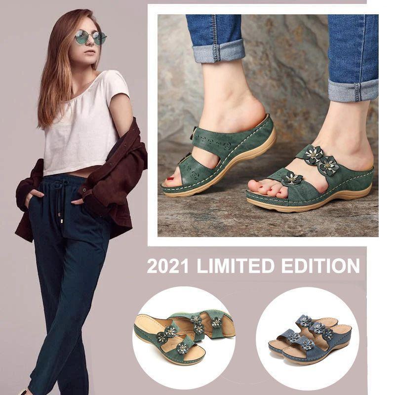 Premium Handicraft Open Toe Charming Fancy Flower Women Sandals-xinru