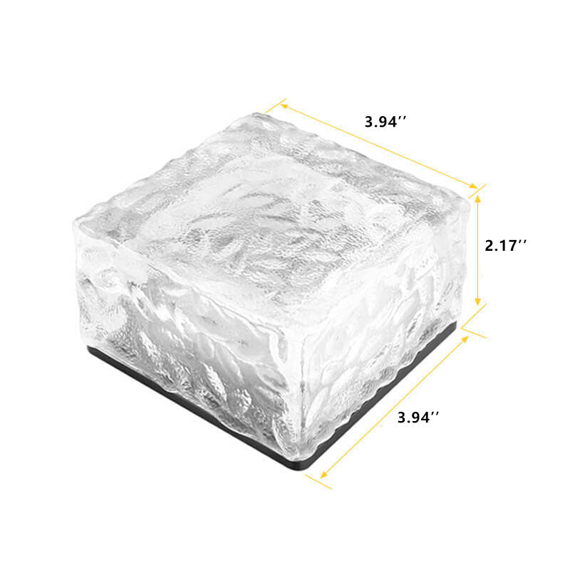 Solar LED Ice Brick Waterproof Glass Ground Light Garden Light-xinru