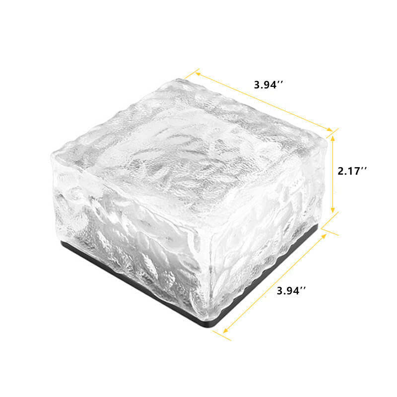 Solar LED Ice Brick Waterproof Glass Ground Light Garden Light-xinru