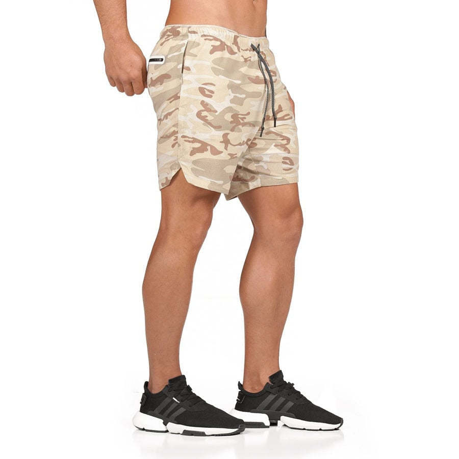 Men Drawstring Waist Sports Shorts With Phone Pocket-xinru