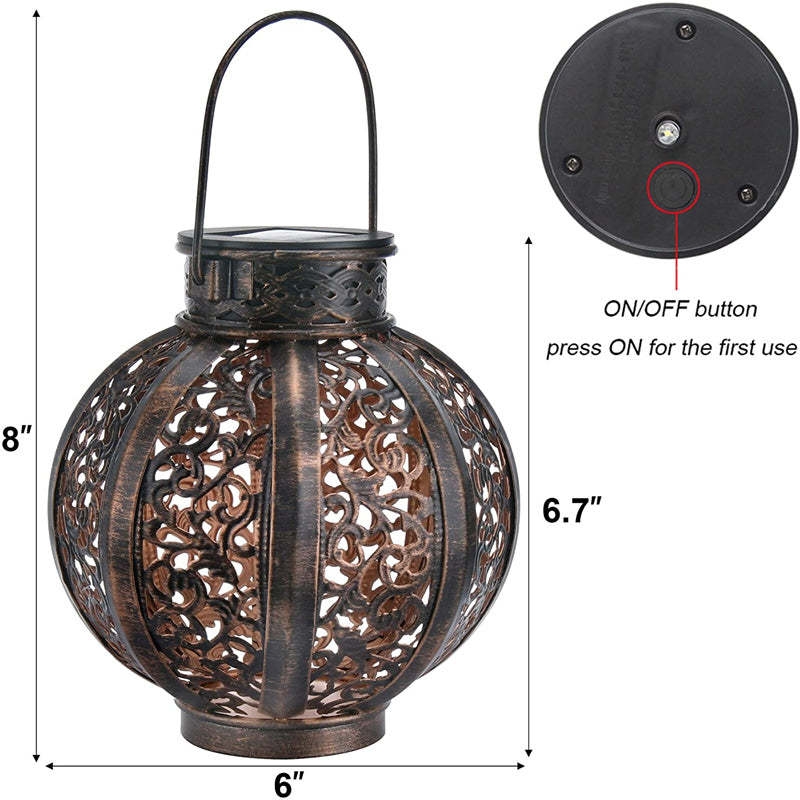 Solar Lamp Hanging Waterproof Metal Retro Lantern Decoration-xinru